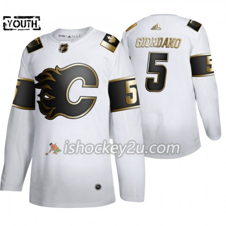 Børn NHL Calgary Flames Trøje Mark Giordano 5 Adidas 2019-20 Golden Edition Hvid Authentic